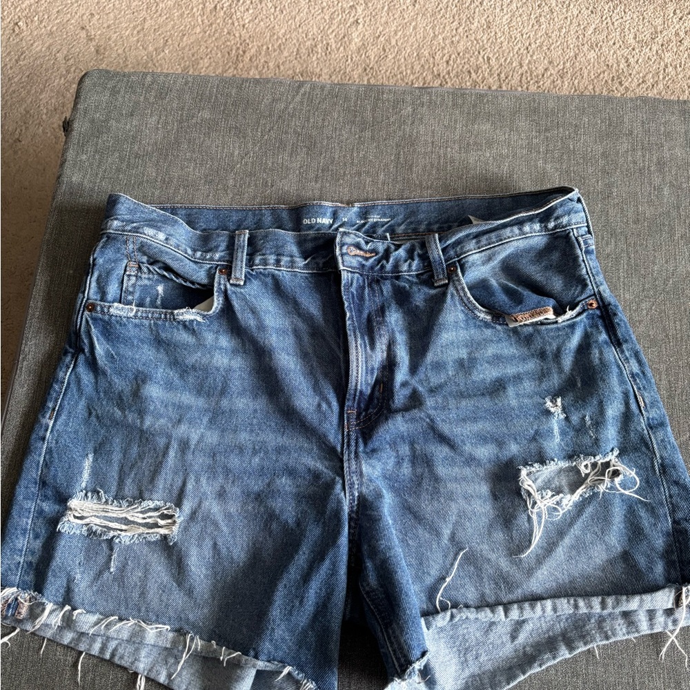 Old Navy Blue Distressed Jean Shorts